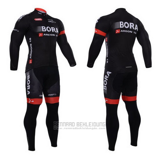 2015 Fahrradbekleidung Bora Shwarz Trikot Langarm und Tragerhose